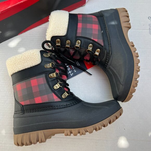 Cougar Waterproof Lace Up Winter Boot Women 7 Medium Carlisle Red Plaid - Picture 5 of 13